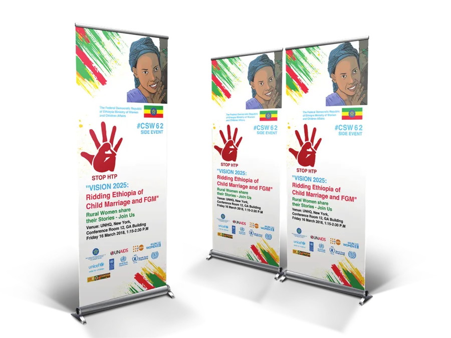 Roll-up banners for a gender equality event
